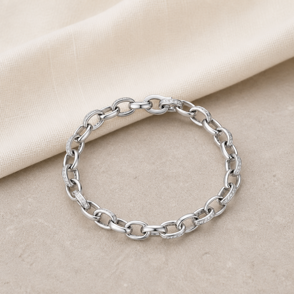 Impimo 2 CT (Total) Moissanite Round Cut Bracelet - 925 Sterling Silver with 18K White Gold Plating | additional view