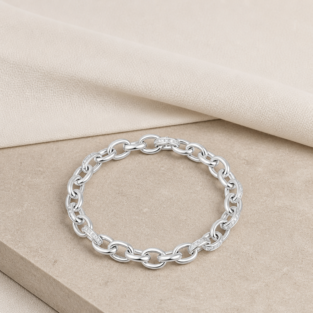 Impimo 2 CT (Total) Moissanite Round Cut Bracelet - 925 Sterling Silver with 18K White Gold Plating | additional view