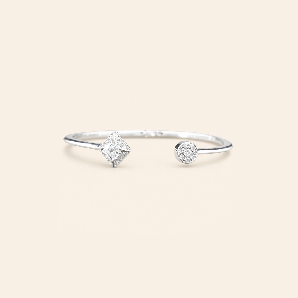 Impimo 0.8-2.67 CT Moissanite Round Center Bracelet - 925 Sterling Silver with 18K White Gold Plating - studio packshot
