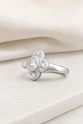 Impimo 0.90 CT Moissanite Vintage Ring - 925 Sterling Silver with 18K White Gold Plating — display view